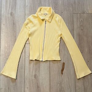 Reformation NWT Yellow Ribbed Zip-Up Shirt